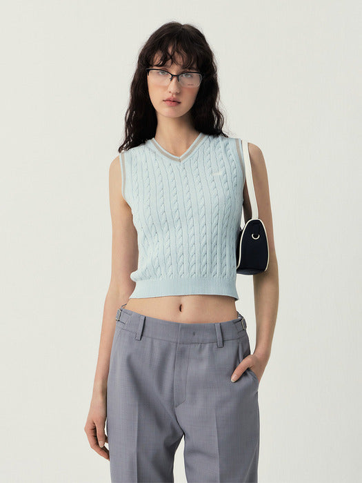 Grove 25Ss Koa V-Neck Knit Vest (Blue)