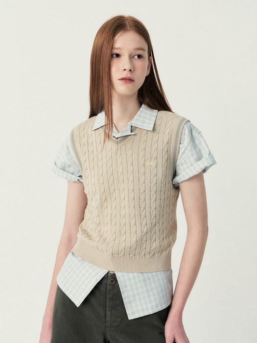 Grove 25Ss Koa V-Neck Knit Vest (Beige)