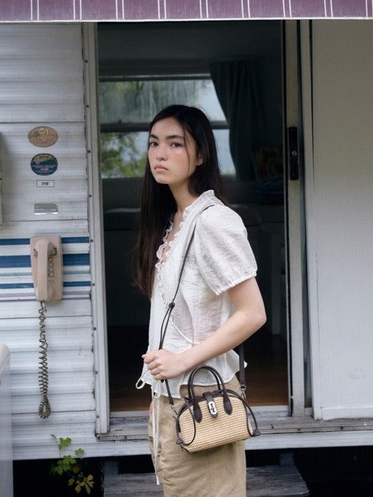 Vunque Toque Raffia Hermit Cross S Brown