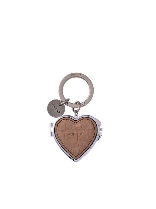[vunque] Heart Pocket Mirror Charm (하트 포켓 미러 참) Peanut Beige