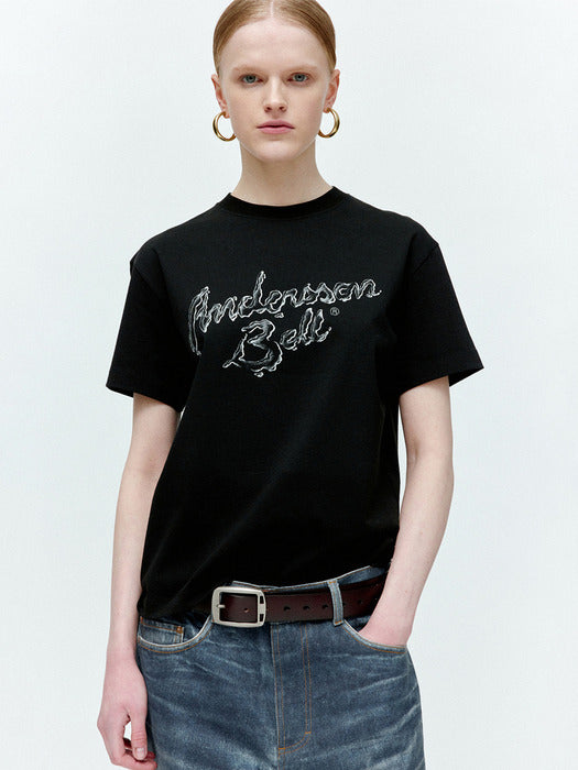 (ESSENTIAL) UNISEX LIQUID LOGO T-SHIRT atb1405u(BLACK)