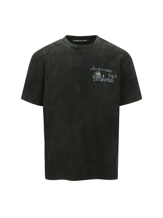 (ESSENTIAL) UNISEX PIGMENT SUN DANCE T-SHIRT atb1404u(CHARCOAL)