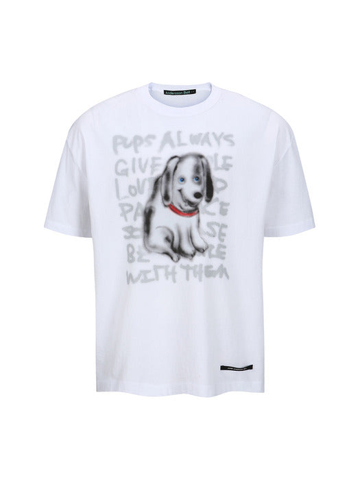 [andersson bell] (ESSENTIAL) UNISEX PUPPY T-SHIRT atb1409u(WHITE)