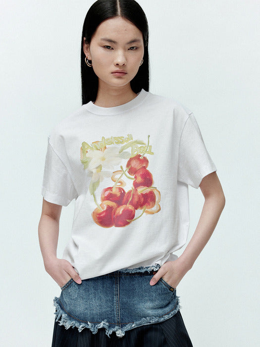 (ESSENTIAL) UNISEX FRUITS T-SHIRT atb1407u(WHITE)