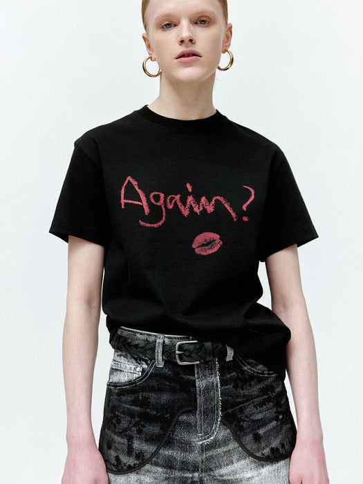 (ESSENTIAL) UNISEX AGAIN LIP T-SHIRT atb1406u(BLACK)