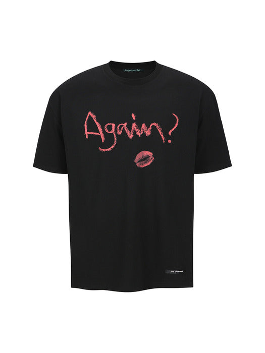 (ESSENTIAL) UNISEX AGAIN LIP T-SHIRT atb1406u(BLACK)