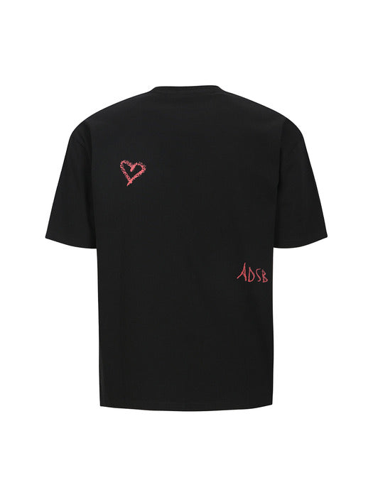 (ESSENTIAL) UNISEX AGAIN LIP T-SHIRT atb1406u(BLACK)