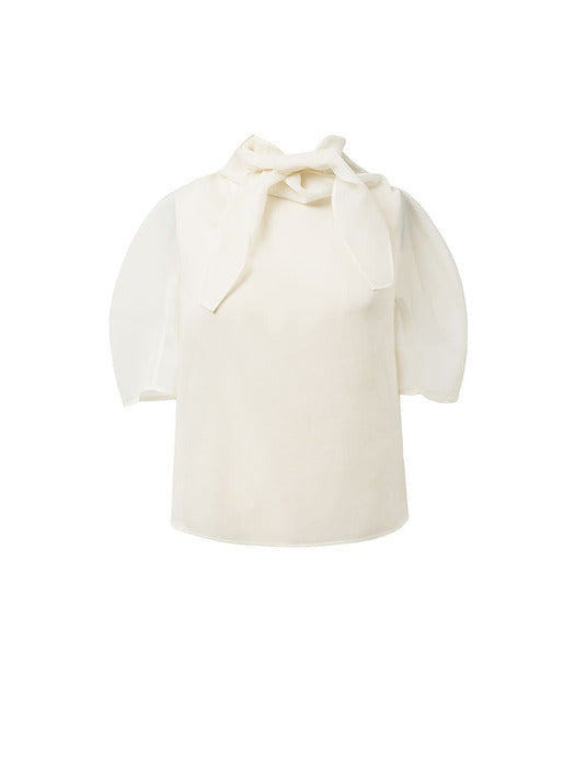 [amomento] KNOTTED COLLAR TOP_IVORY