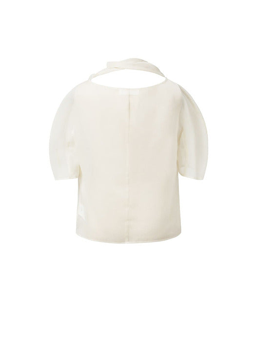 [amomento] KNOTTED COLLAR TOP_IVORY