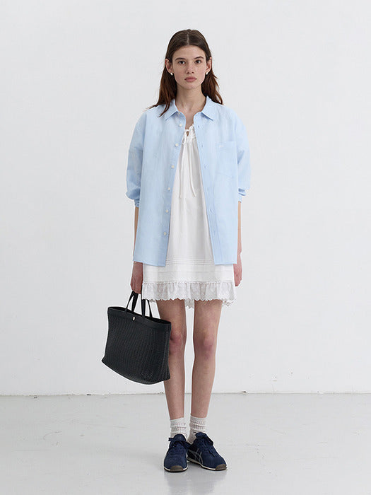 Dunst Unisex Classic Linen Shirt Soft Blue