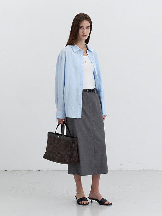 Dunst Unisex Classic Linen Shirt Soft Blue