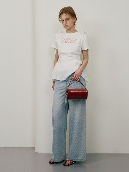 Raive Grid Pattern Denim Pants in L/Blue