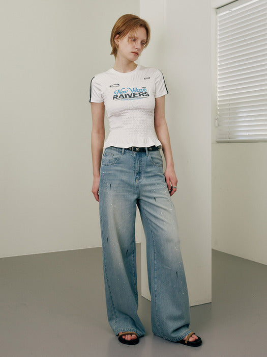 Raive Paint-damaged Denim Pants in Blue