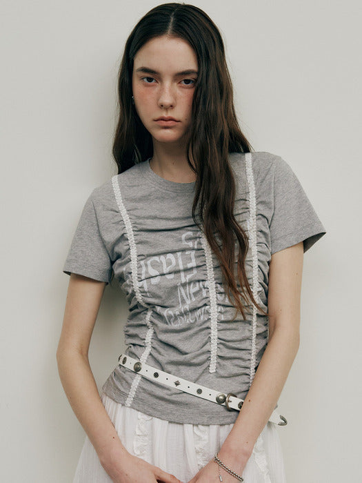 Raive Shirring Lace T-Shirt