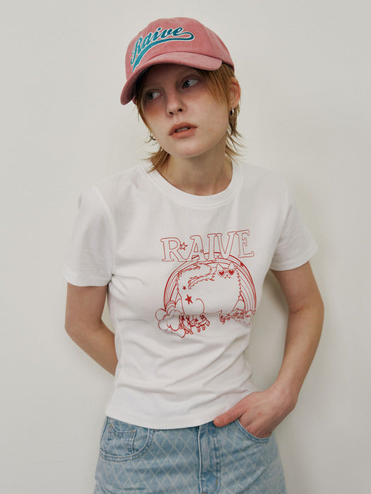 Raive Roller Cat Graphic T-shirt