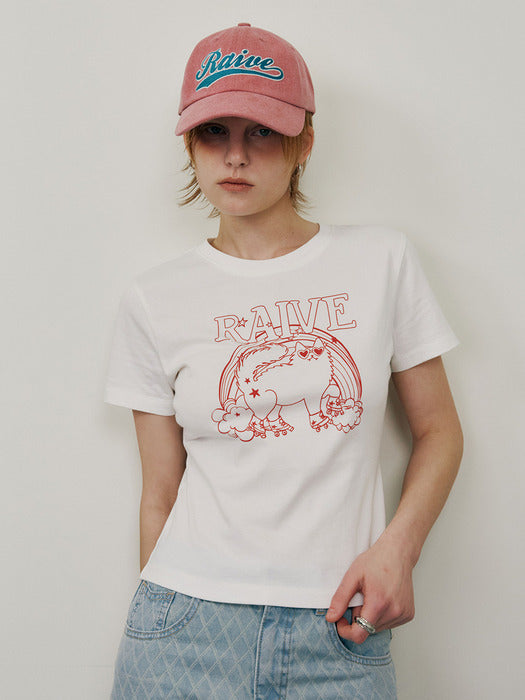 Raive Roller Cat Graphic T-shirt