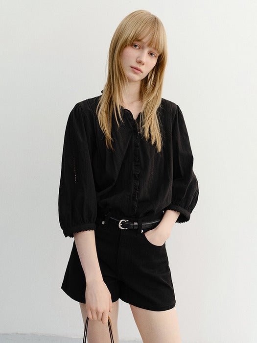 Dunst Jane Frill Blouse Black