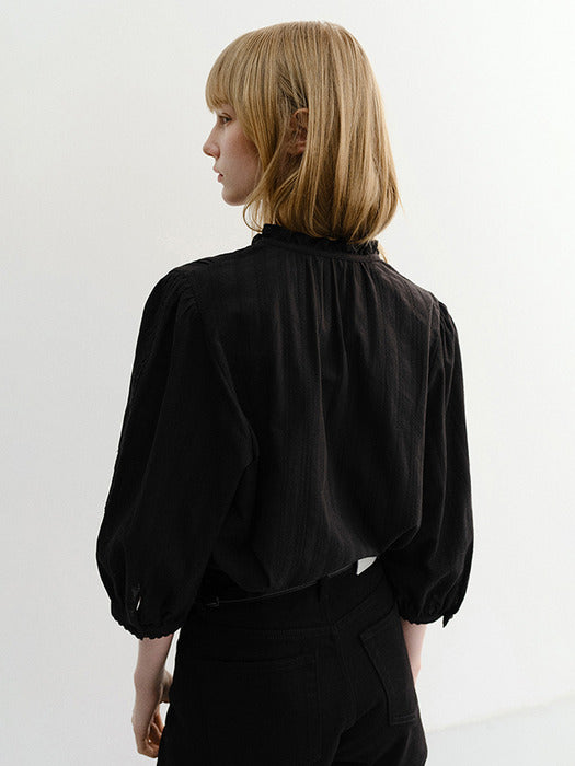 [dunst] Jane Frill Blouse BLACK_UDBL6B222BK