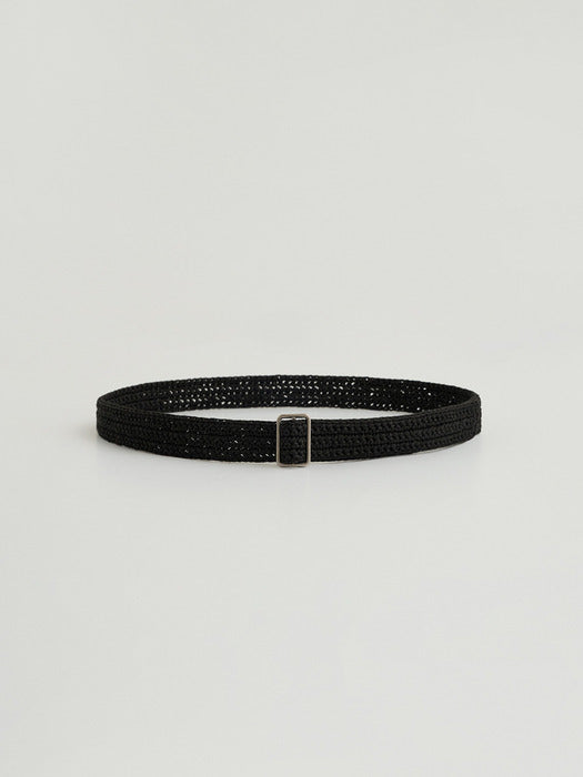 [moia] handmade knit belt (black)