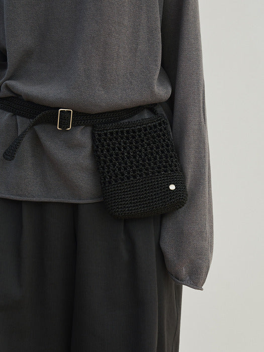[moia] handmade knit belt (black)