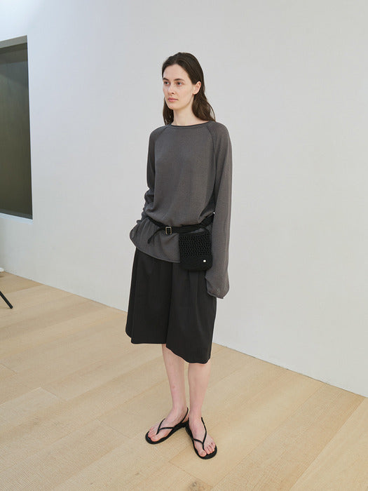 [moia] handmade knit belt (black)