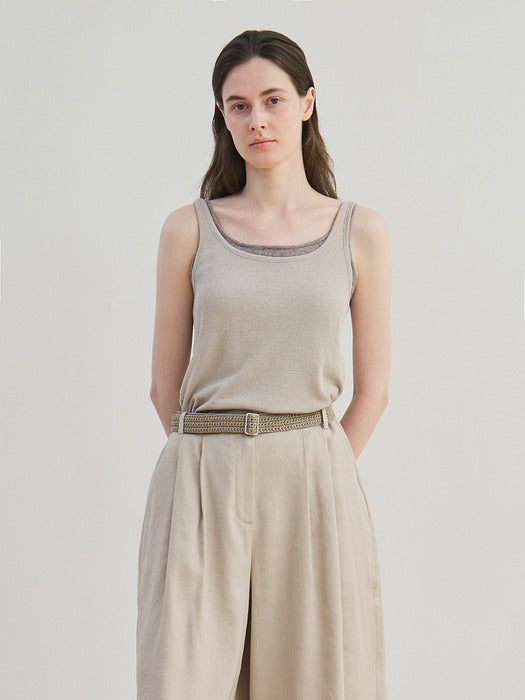 [moia] handmade knit belt (sage sand)