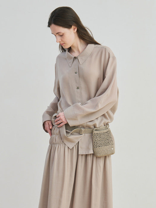 [moia] handmade knit belt (sage sand)