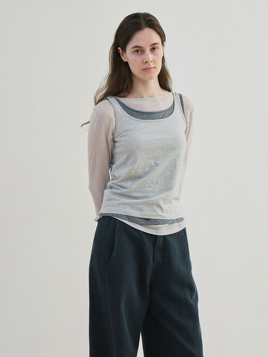 stripe sleeveless (light gray)