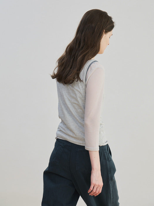 stripe sleeveless (light gray)