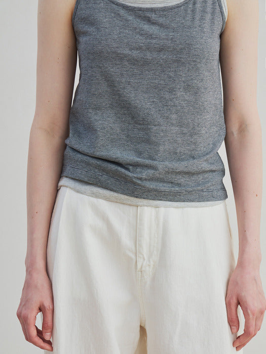 stripe sleeveless (navy)
