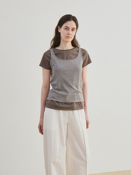 [moia] stripe sleeveless (brown)