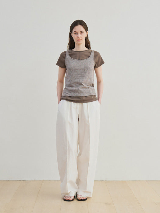 [moia] stripe sleeveless (brown)