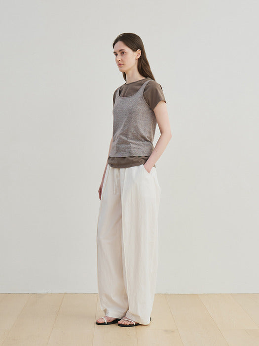 [moia] stripe sleeveless (brown)