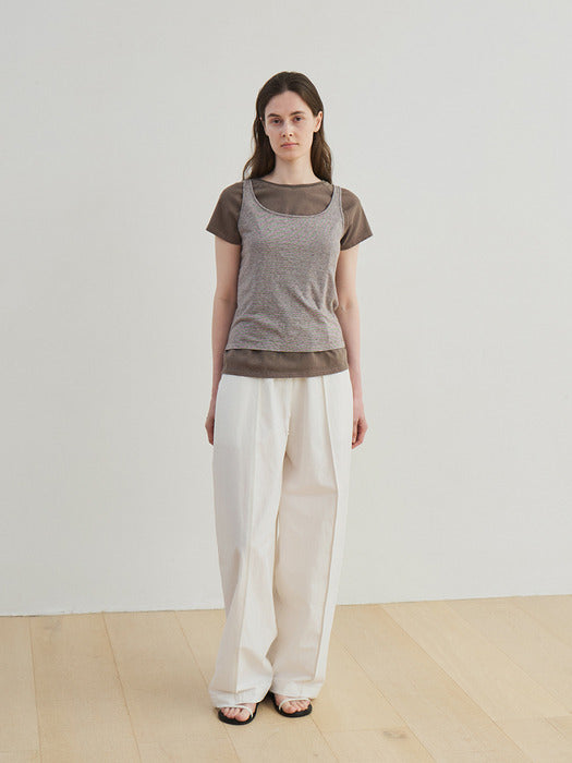 [moia] stripe sleeveless (brown)