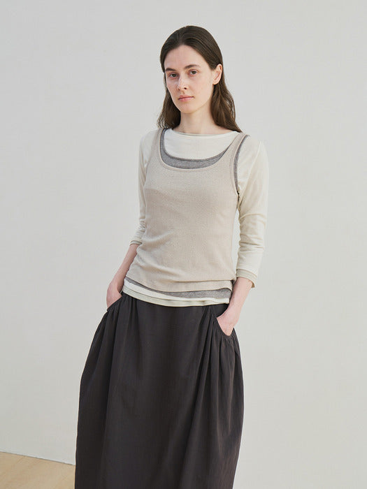 [moia] sleeveless t-shirt (beige)