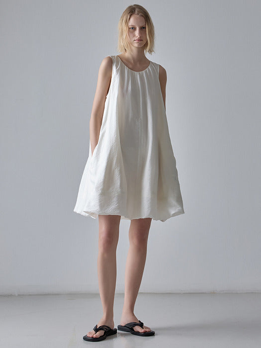 Facade Pattern Balloon Mini Dress ivory