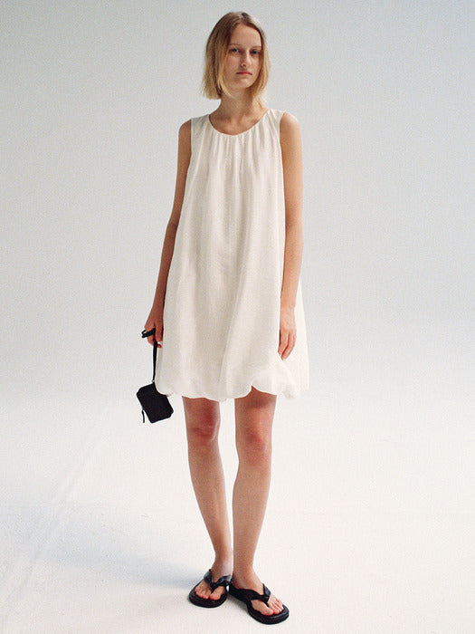 Facade Pattern Balloon Mini Dress ivory