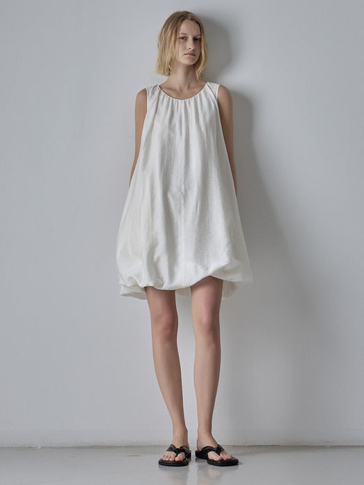 Facade Pattern Balloon Mini Dress ivory