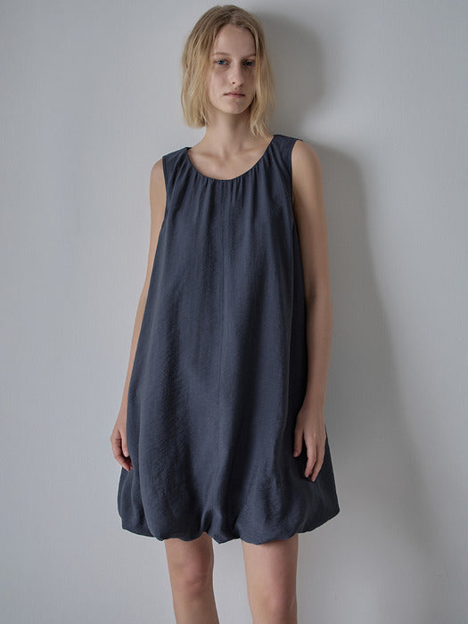 Facade Pattern Balloon Mini Dress blue charcoal