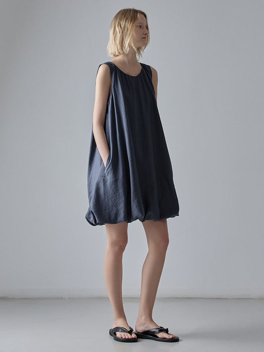 Facade Pattern Balloon Mini Dress blue charcoal