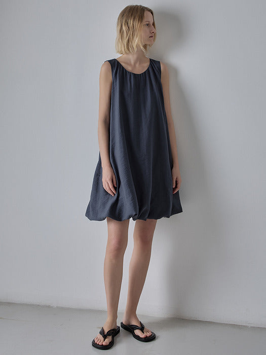 Facade Pattern Balloon Mini Dress blue charcoal