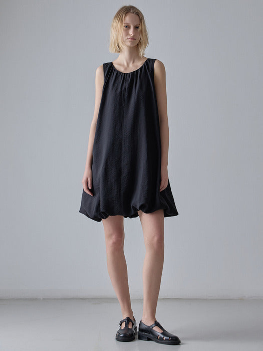 Facade Pattern Balloon Mini Dress black