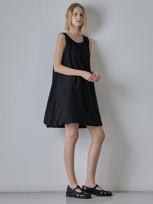 Facade Pattern Balloon Mini Dress black