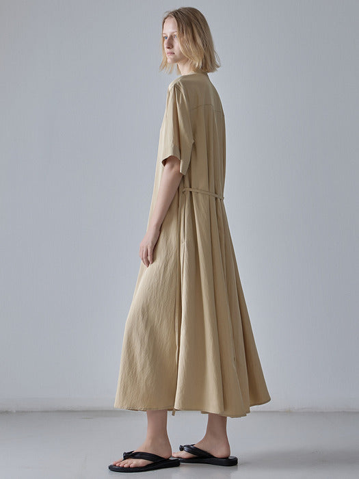 Facade Pattern Relaxed A-Line Dress beige
