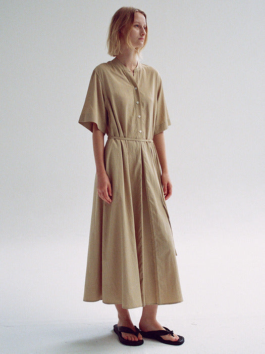 Facade Pattern Relaxed A-Line Dress beige