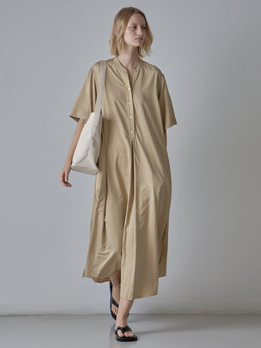 Facade Pattern Relaxed A-Line Dress beige