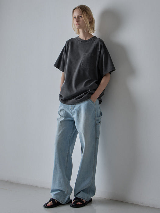 Facade Pattern Denim Work Pants light indigo