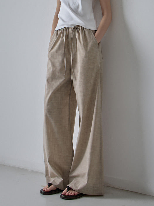 Facade Pattern Summer Wool Wide Banding Pants oatmeal