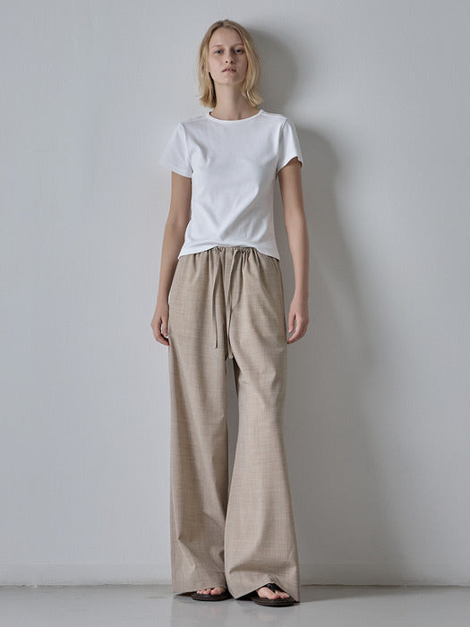 Facade Pattern Summer Wool Wide Banding Pants oatmeal