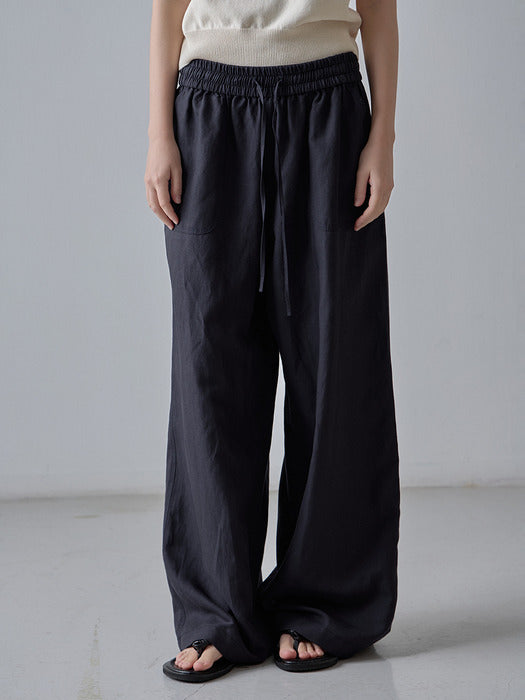 Facade Pattern Stitch Pocket Banding Pants dark charcoal